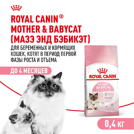 Royal Canin Mother&Babycat Корм сухой для котят в период первой фазы роста и отъема, беременных и кормящих кошек, 0,4 кг